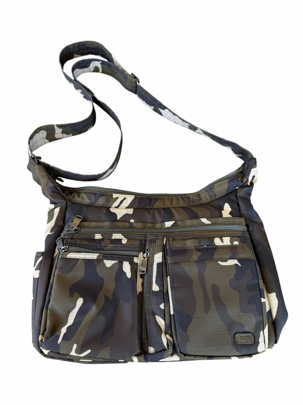Lug Double Dutch Camo Crossbody Purse Multi-Pocket Adjustable Strap Travel NICE!